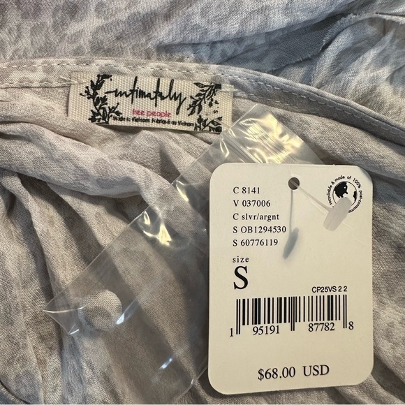 Free People Intimately Siren Bodysuit Silver Gray White Animal Leopard Print - Picture 6 of 9